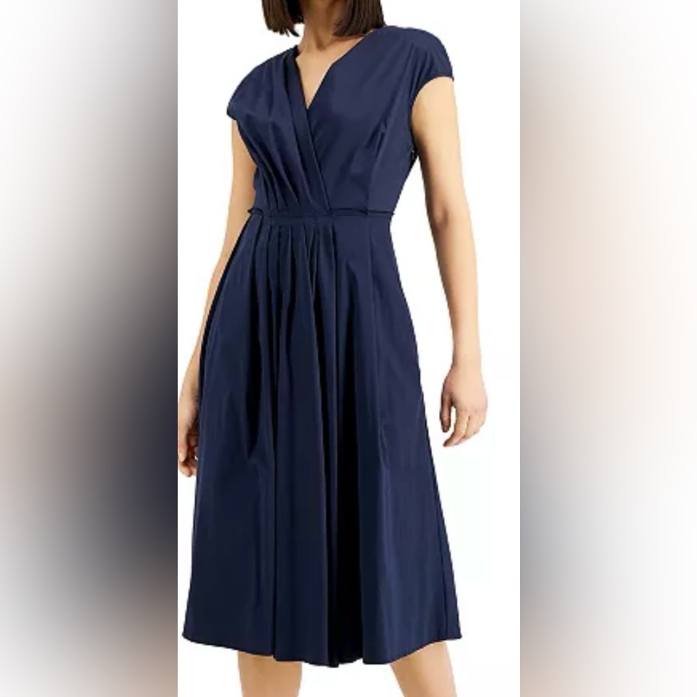 NWT Calvin Klein Elegant Navy vneck Blue Women's Dress size 20